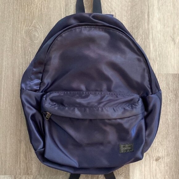 PORTER Yoshida & Co. Japan Backpack Satin Daypack Navy Blue Slouchy 14" x 16" - Picture 1 of 12
